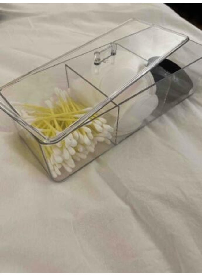 علبة تنظيم أكريليك شفافة بغطاء – منظم متعدد الأقسام للمكياج والإكسسوارات - Image 3